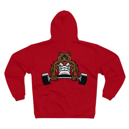 Motivational Bear Weightlifting Unisex Hooded Zip Sweatshirt