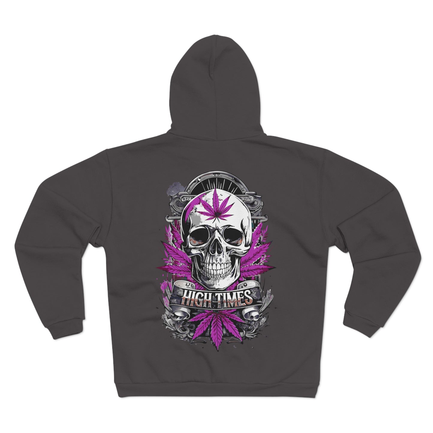 Skull & Cannabis Zip Hoodie — “High Times” Graphic Zip-Up