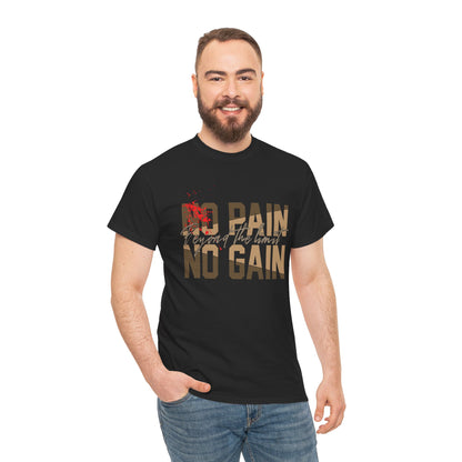 Motivational Unisex Heavy Cotton Tee - "No Pain No Gain"