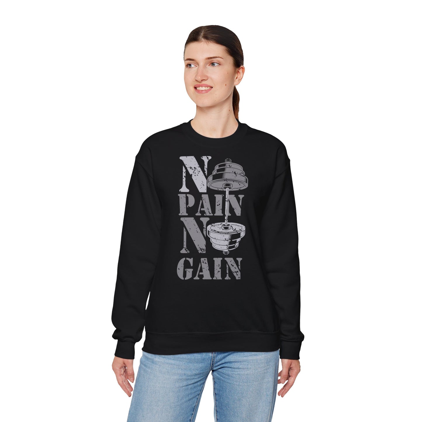 Motivational Workout Sweatshirt - 'No Pain No Gain' Unisex Heavy Blend™ Crewneck