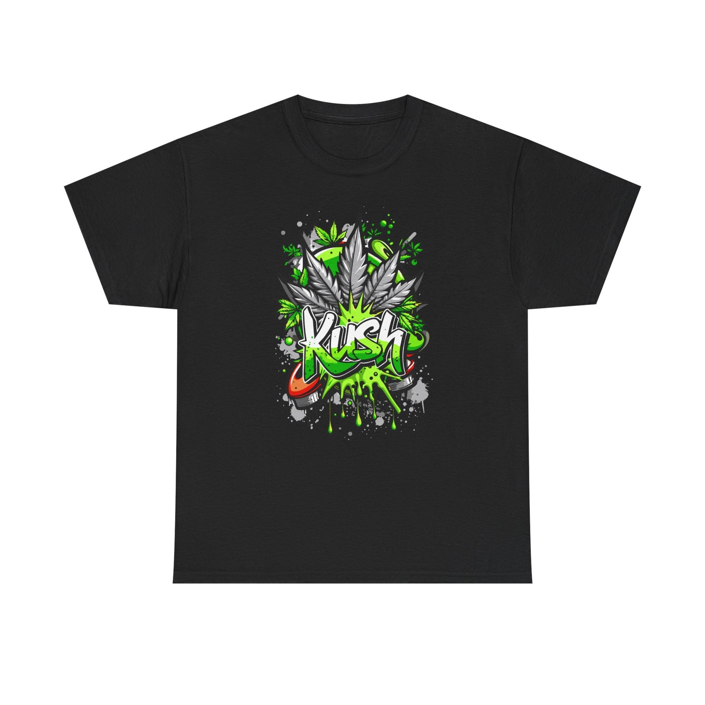 Kush Graffiti T-Shirt — Green Cannabis Leaf Street Art Tee