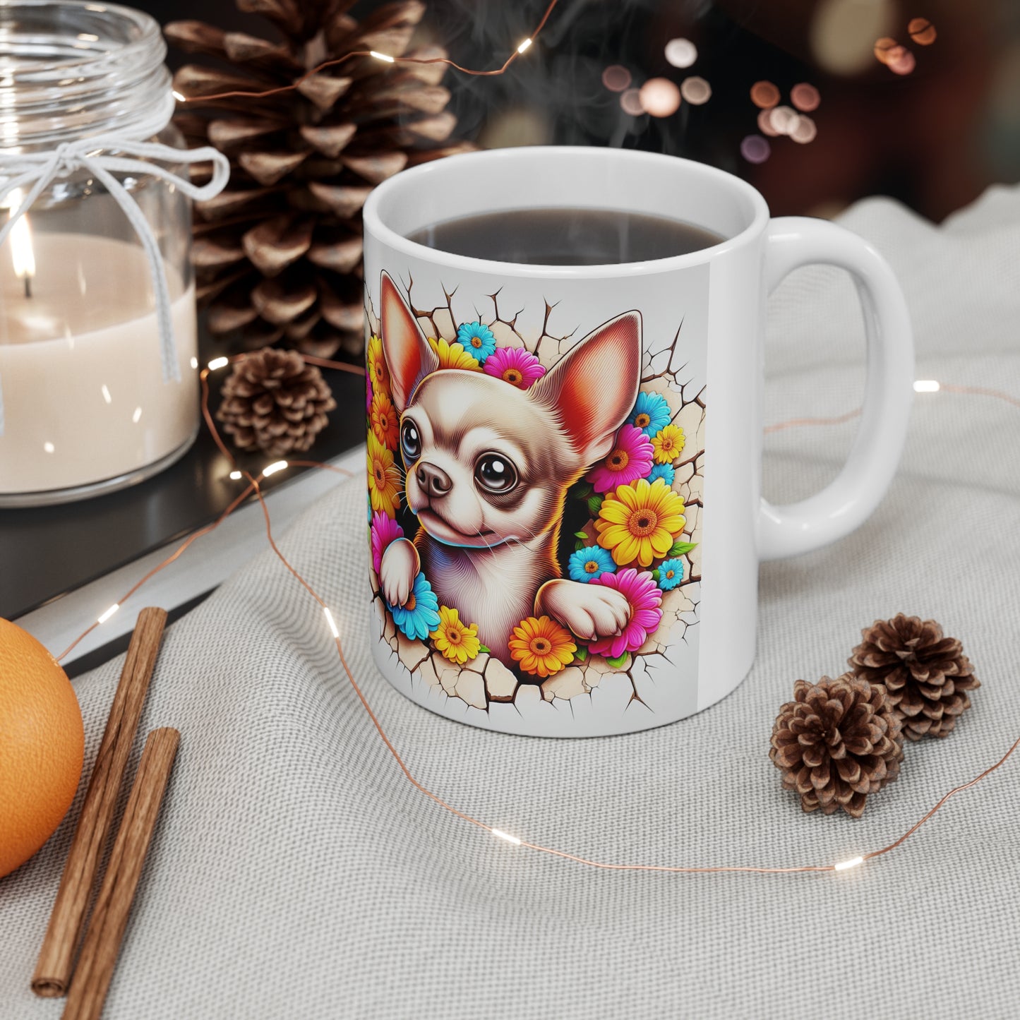 Charming Floral Chihuahua Coffee Mug - 11oz & 15oz