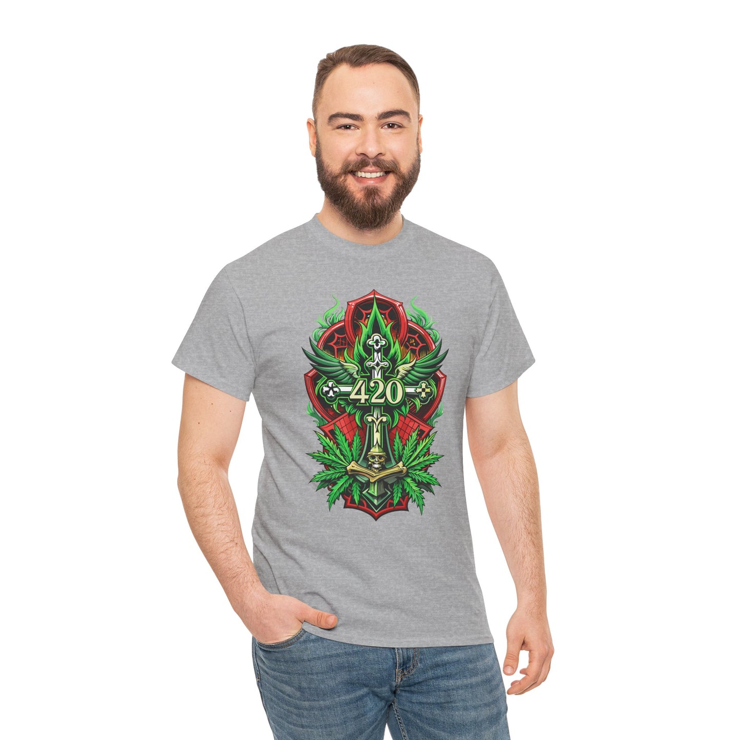 420 Cannabis Shield T-Shirt – Marijuana Leaf Stoner Graphic Tee