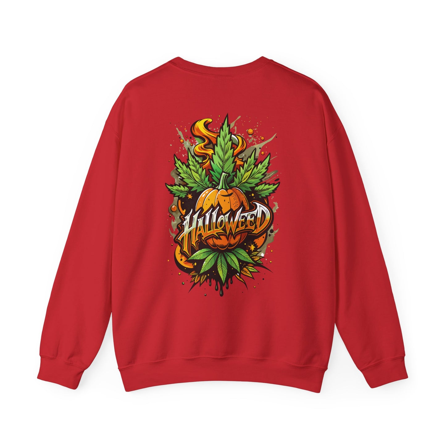 Halloween Pumpkin Graphic Sweatshirt — 'Halloween' Pumpkin & Leaves Illustration