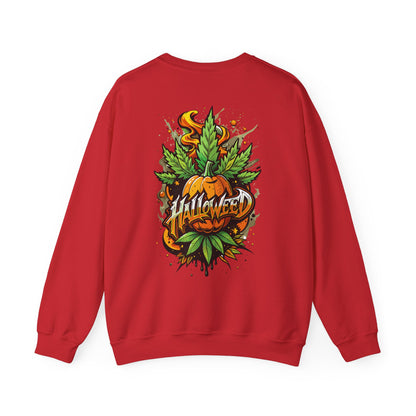 Halloween Pumpkin Graphic Sweatshirt — 'Halloween' Pumpkin & Leaves Illustration