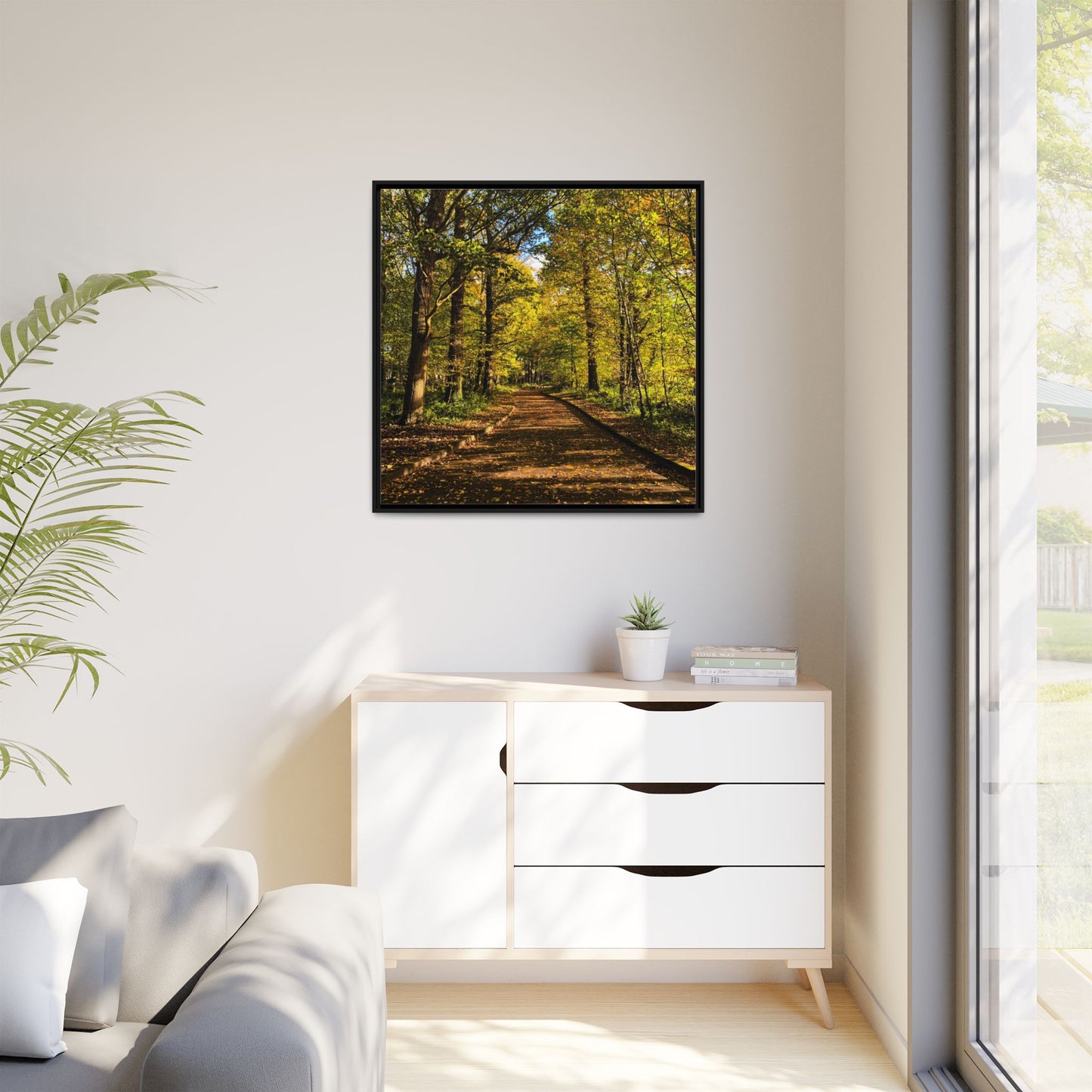 Listowel Town Park Autumn Matte Canvas, Framed (Multi-color)