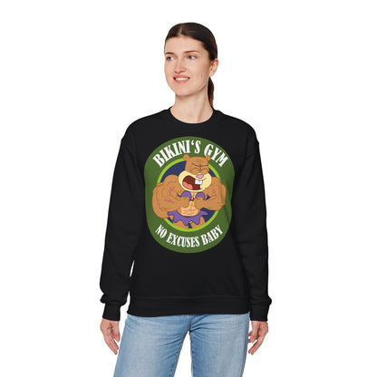 Bikini's Gym No Excuses Unisex Heavy Blend™ Crewneck Sweatshirt for Fitness Enthusiasts
