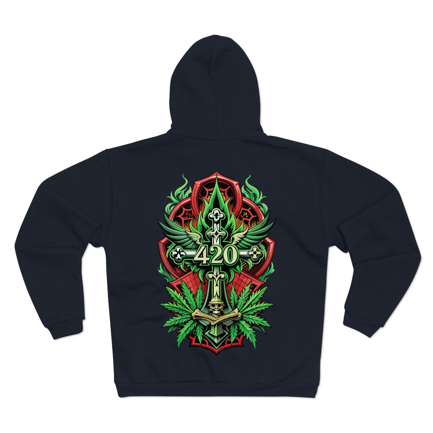 420 Cannabis Shield Zip Hoodie – Marijuana Leaf Stoner Graphic Zip Hoodie