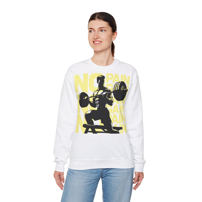 Motivational Gym Unisex Heavy Blend™ Crewneck Sweatshirt - 'No Pain No Gain' - Unisex Fitness Sweatshirt