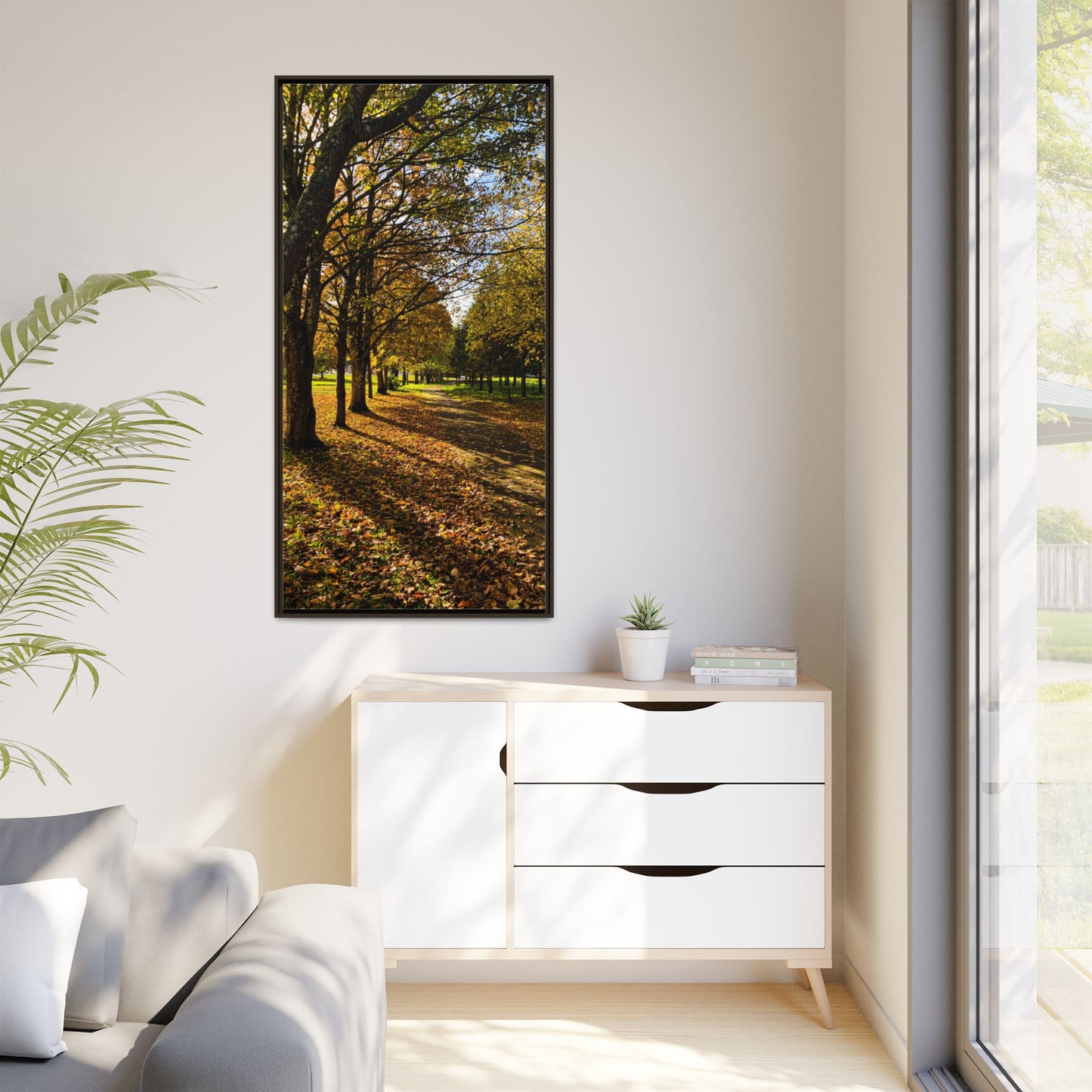 Listowel town Park Autumn Matte Canvas, Framed (Multi-color)