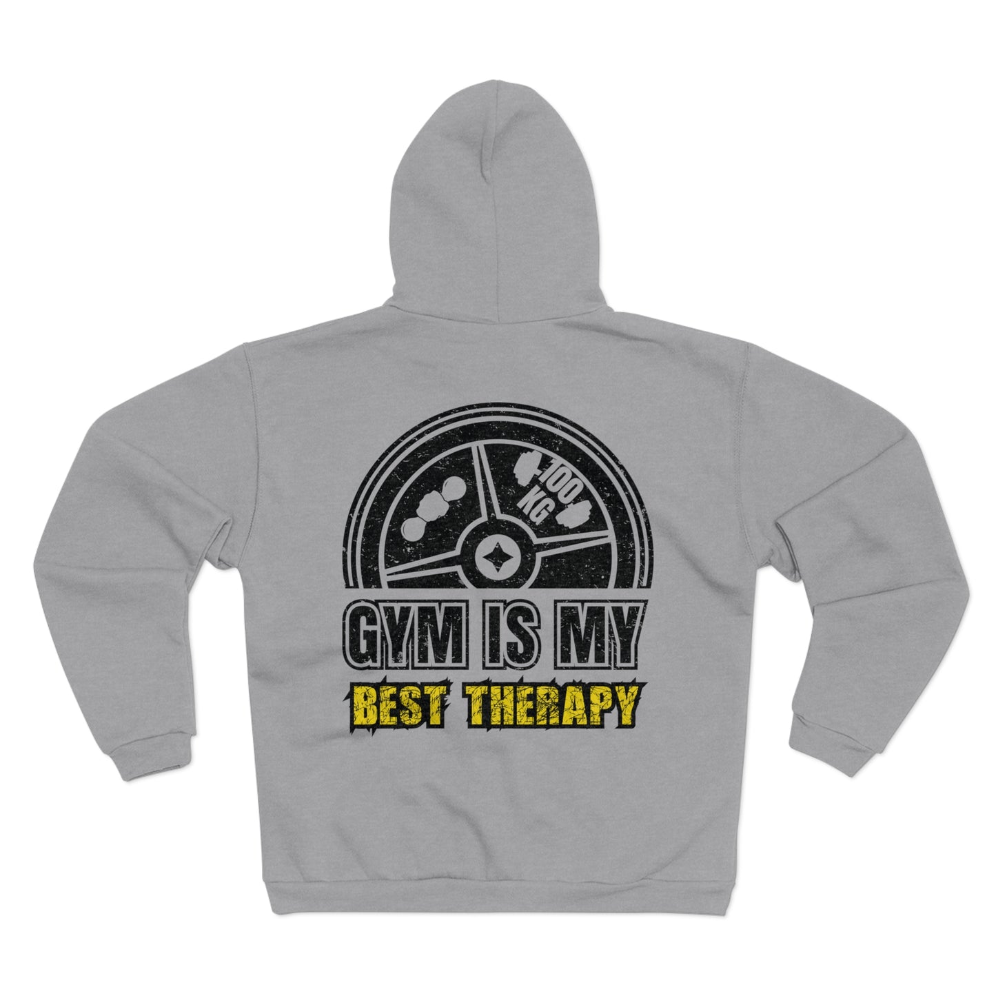Gym Is My Best Therapy Unisex Hooded Zip Sweatshirt - Perfect for Fitness Enthusiasts