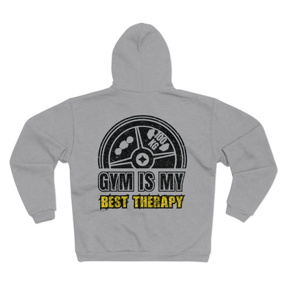 Gym Is My Best Therapy Unisex Hooded Zip Sweatshirt - Perfect for Fitness Enthusiasts