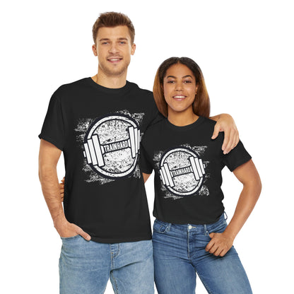 Unisex Heavy Cotton Tee - Train Hard Fitness Shirt for Gym Lovers