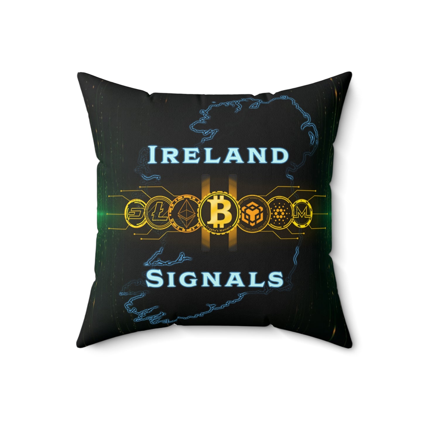 Ireland Signals Bitcoin Pillow — Crypto Map Decorative Throw Pillow
