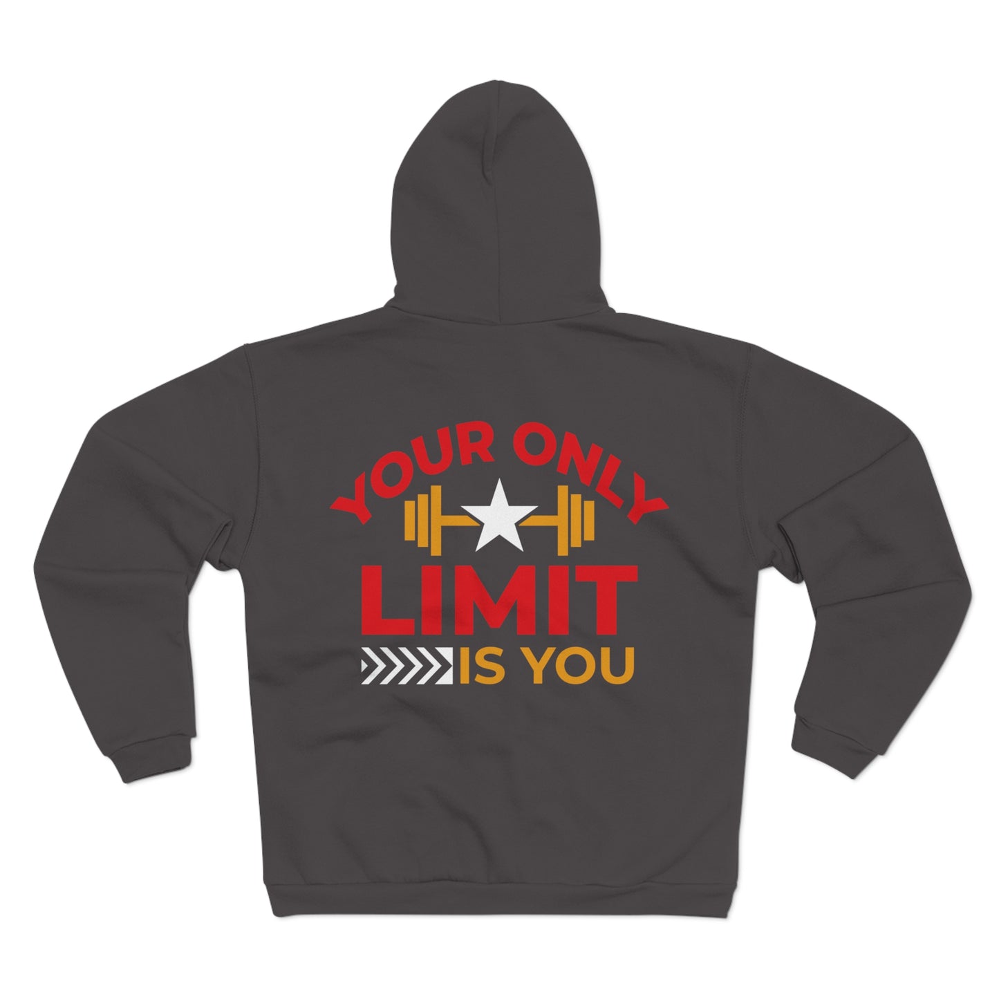 Motivational Unisex Hooded Zip Sweatshirt - 'Your Only Limit is You'