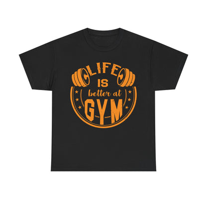 Life is Better at Gym Unisex Heavy Cotton Tee - Motivational Fitness Apparel