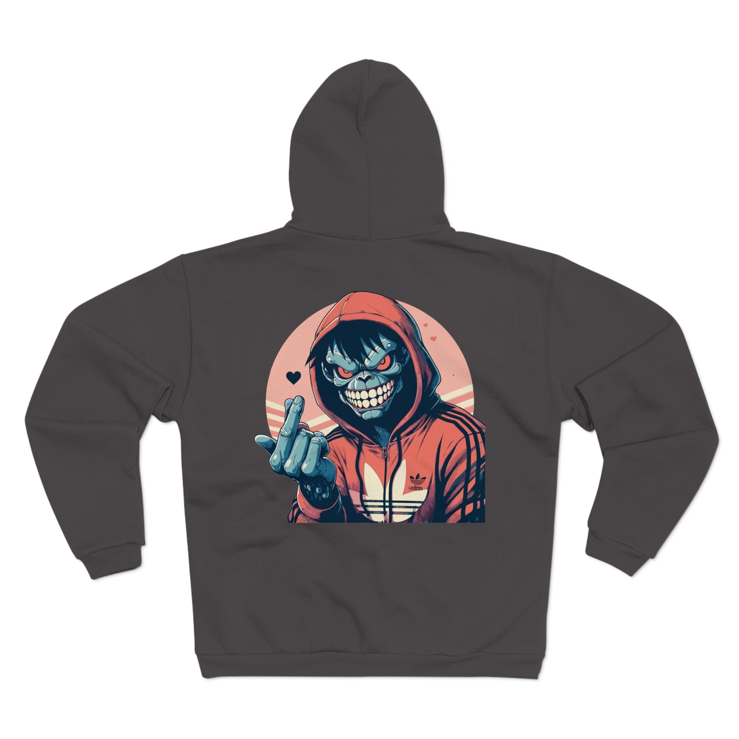 Edgy Graphic Hoodie for Casual Wear - Unisex Hooded Zip Sweatshirt
