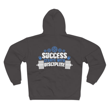 Unisex Hooded Zip Sweatshirt - Success Starts with Discipline
