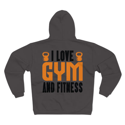 Unisex Hooded Zip Sweatshirt - I Love Gym and Fitness