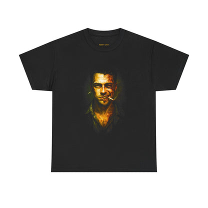 Graphic Tee — Gritty Portrait with Cigarette (Dark Noir Vibe)