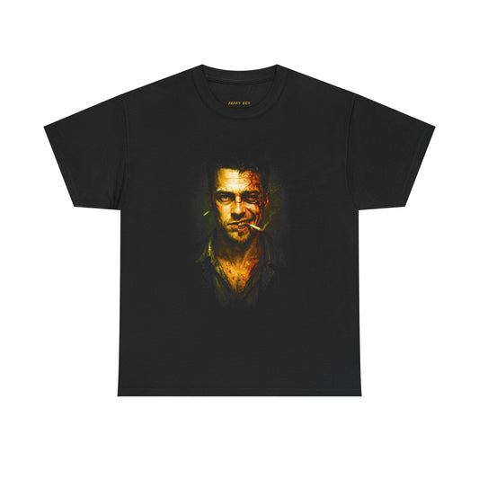 Graphic Tee — Gritty Portrait with Cigarette (Dark Noir Vibe)