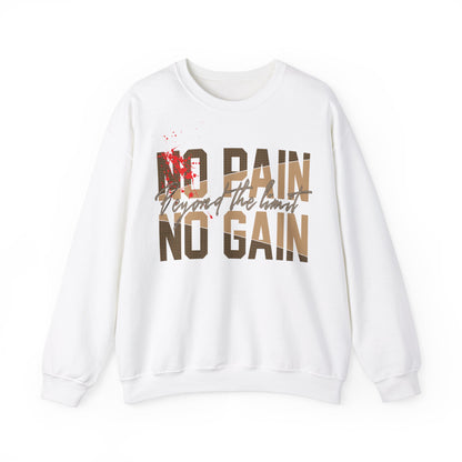Motivational No Pain No Gain Crewneck Sweatshirt for Fitness Enthusiasts