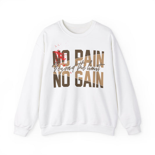 Motivational No Pain No Gain Crewneck Sweatshirt for Fitness Enthusiasts