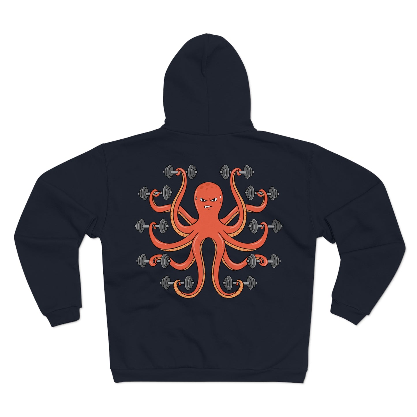 Muscle Octopus Unisex Hooded Zip Sweatshirt - Fun Workout Hoodie for Fitness Enthusiasts