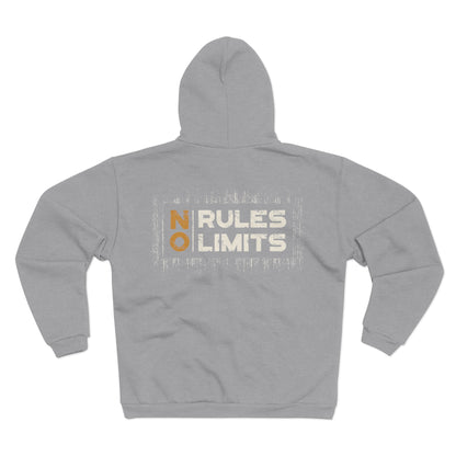 No Rules No Limits Unisex Hooded Zip Sweatshirt - Motivational Casual Wear