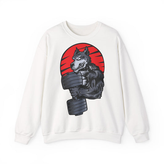 Gym Wolf Unisex Heavy Blend™ Crewneck Sweatshirt  - Bold Fitness Graphic White