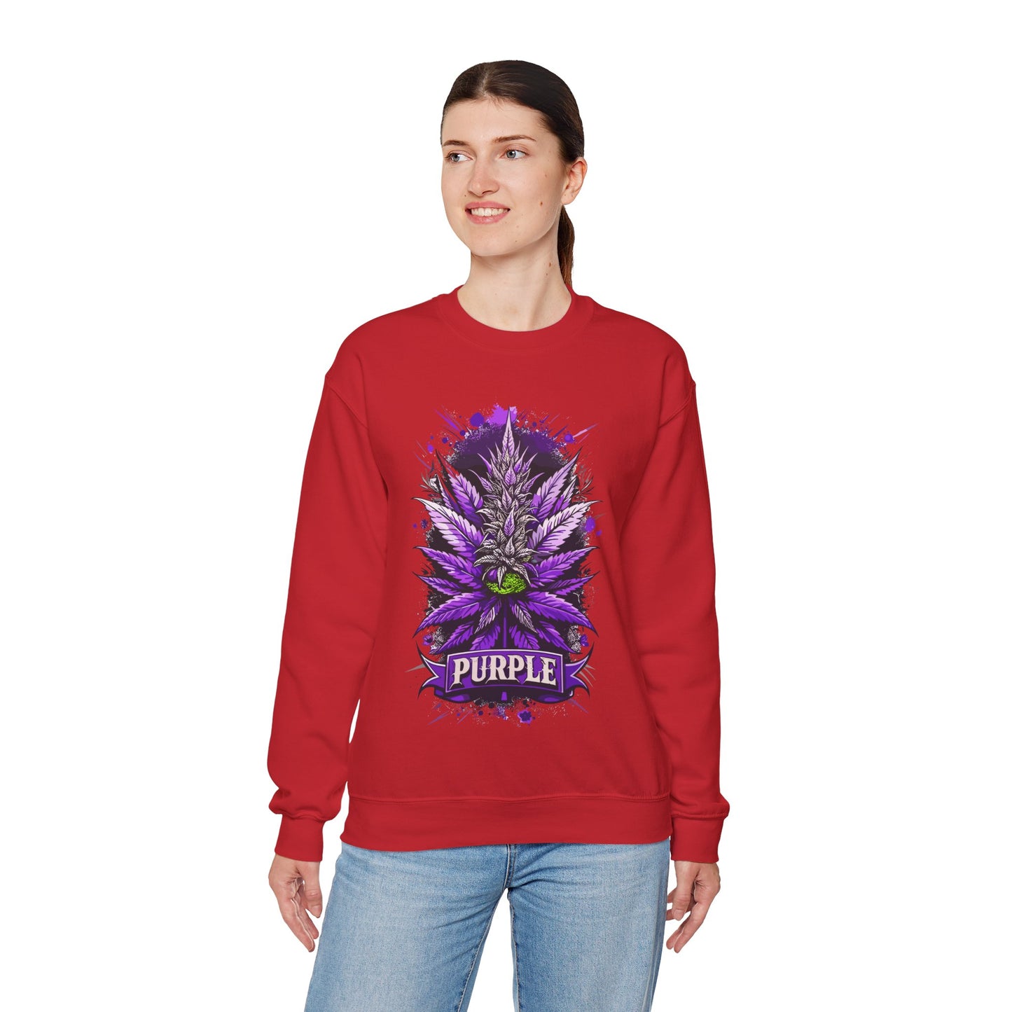 Purple Cannabis Bud Sweatshirt — Bold Psychedelic Marijuana Graphic