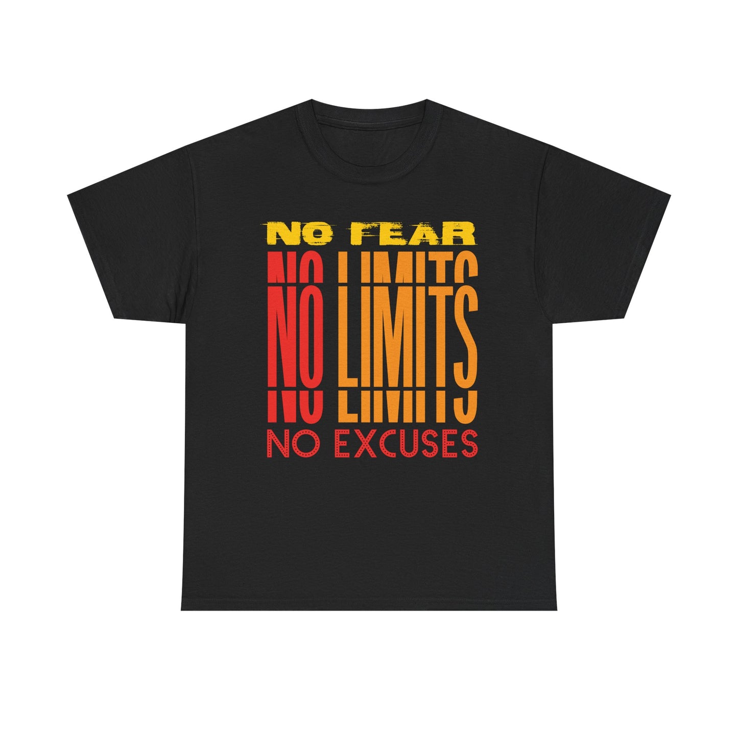 Motivational Unisex Heavy Cotton Tee - "No Fear, No Limits, No Excuses"
