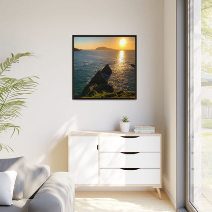 Dunquin Pier Sunset 2 Matte Canvas, Framed (Multi-color)
