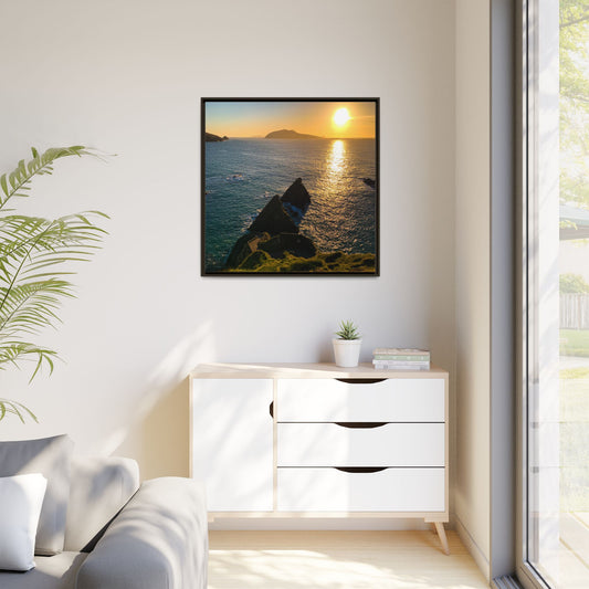 Dunquin Pier Sunset 2 Matte Canvas, Framed (Multi-color)
