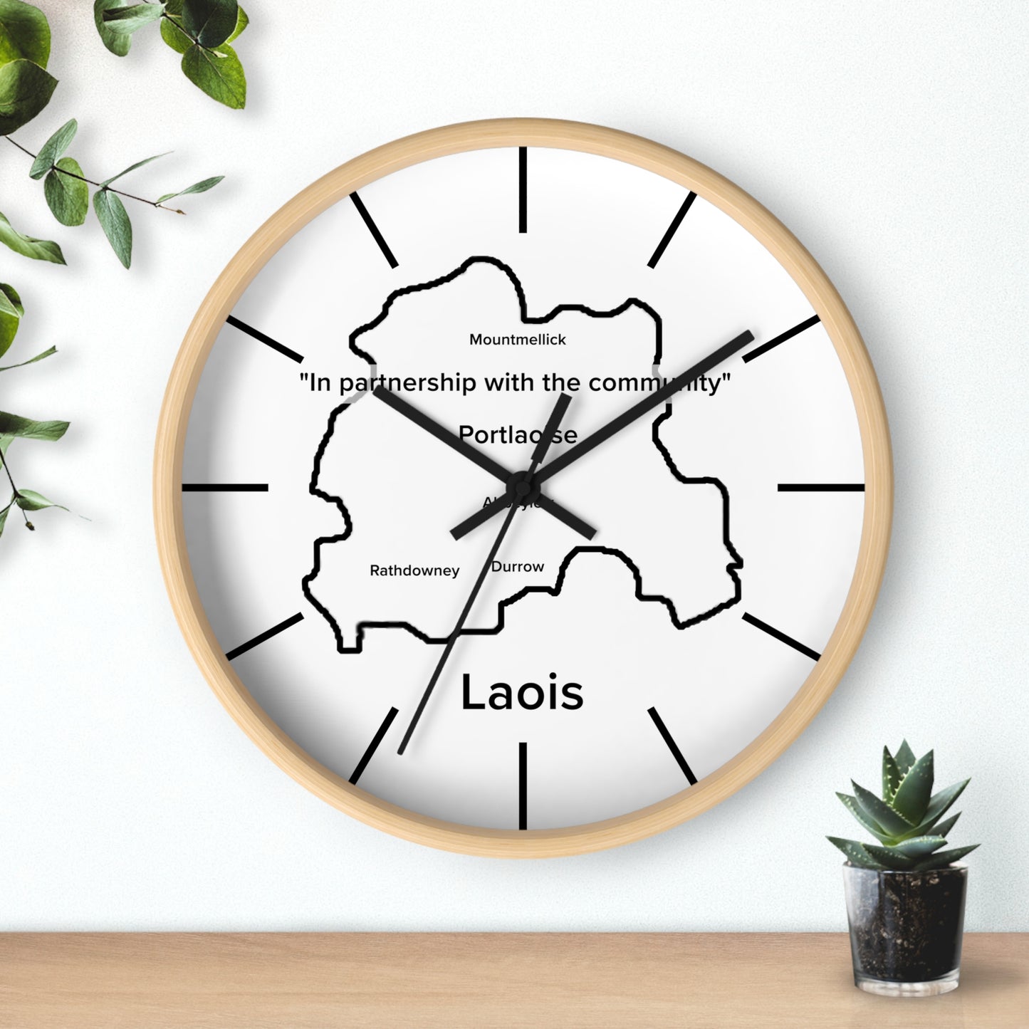 Laois County Map Wall Clock — Minimalist Irish County Clock