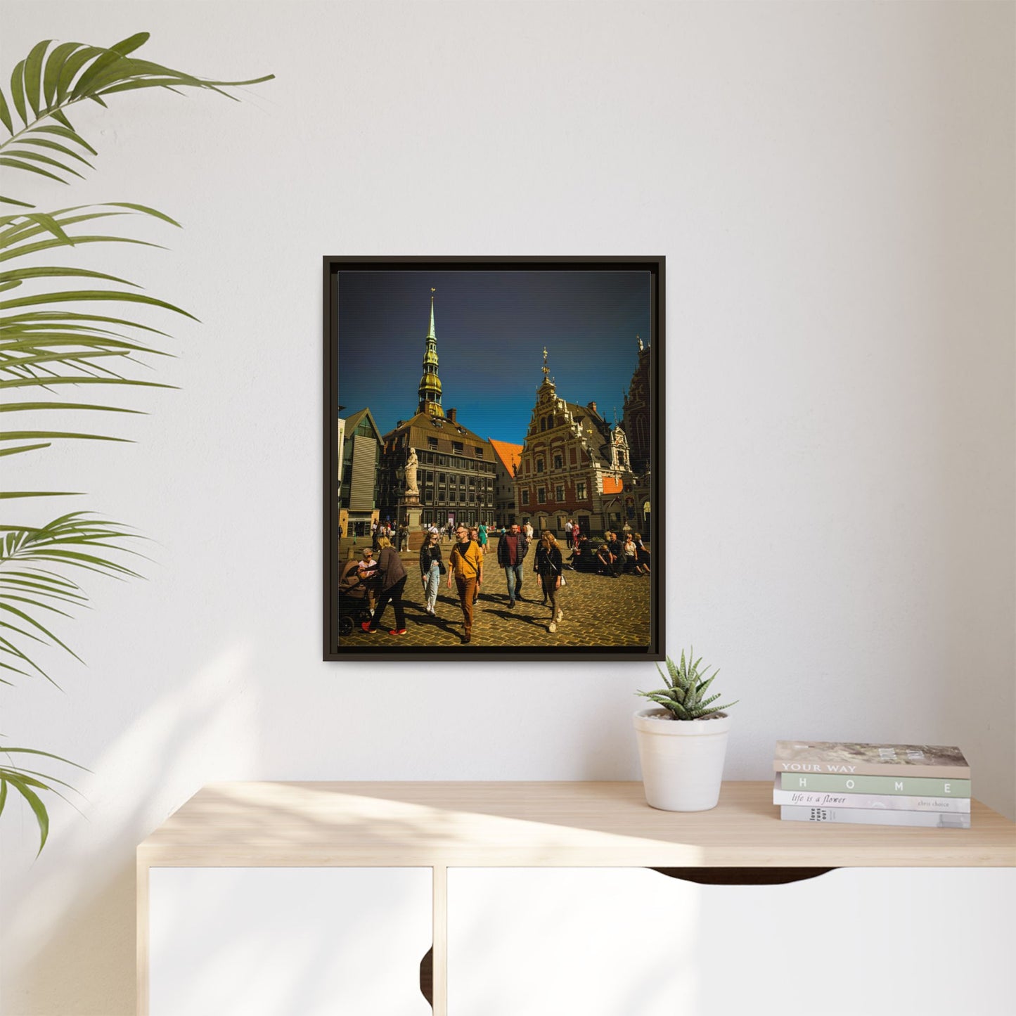 Riga Old Town Matte Canvas, Framed (Multi-color)
