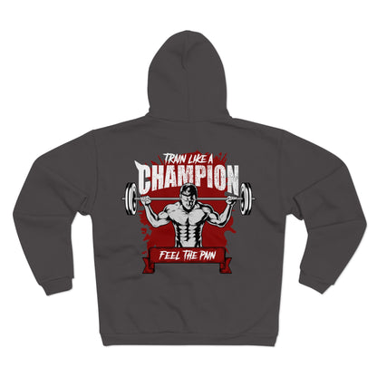 Champion Workout Zip Hoodie - Feel the Pain Fitness Sweatshirt