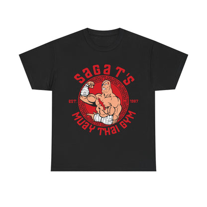 Sagat's Muay Thai Gym Unisex Heavy Cotton Tee - Athletic Style for Fitness Enthusiasts Black