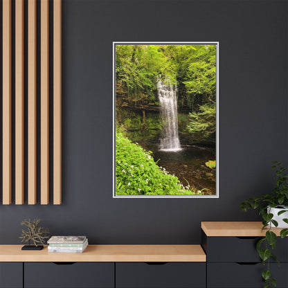 Glacer Waterfall Matte Canvas, Framed (Multi-color)