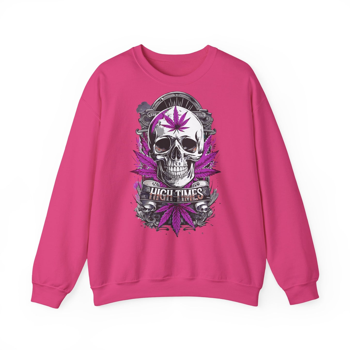 Skull & Purple Cannabis Leaf- "High Times" Graphic Sweatshirt