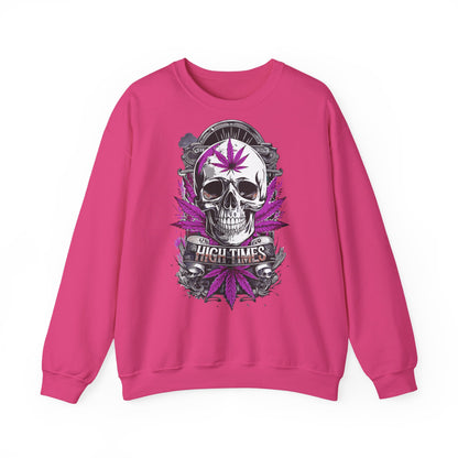 Skull & Purple Cannabis Leaf- "High Times" Graphic Sweatshirt