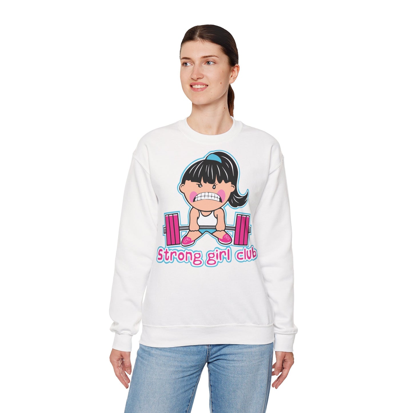 Strong Girl Club Unisex Heavy Blend™ Crewneck Sweatshirt - Empowering Workout Sweatshirt White