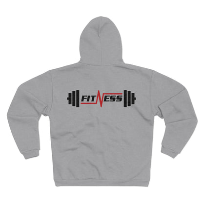 Fitness Themed Unisex Hooded Zip Sweatshirt - Gym Motivation Apparel