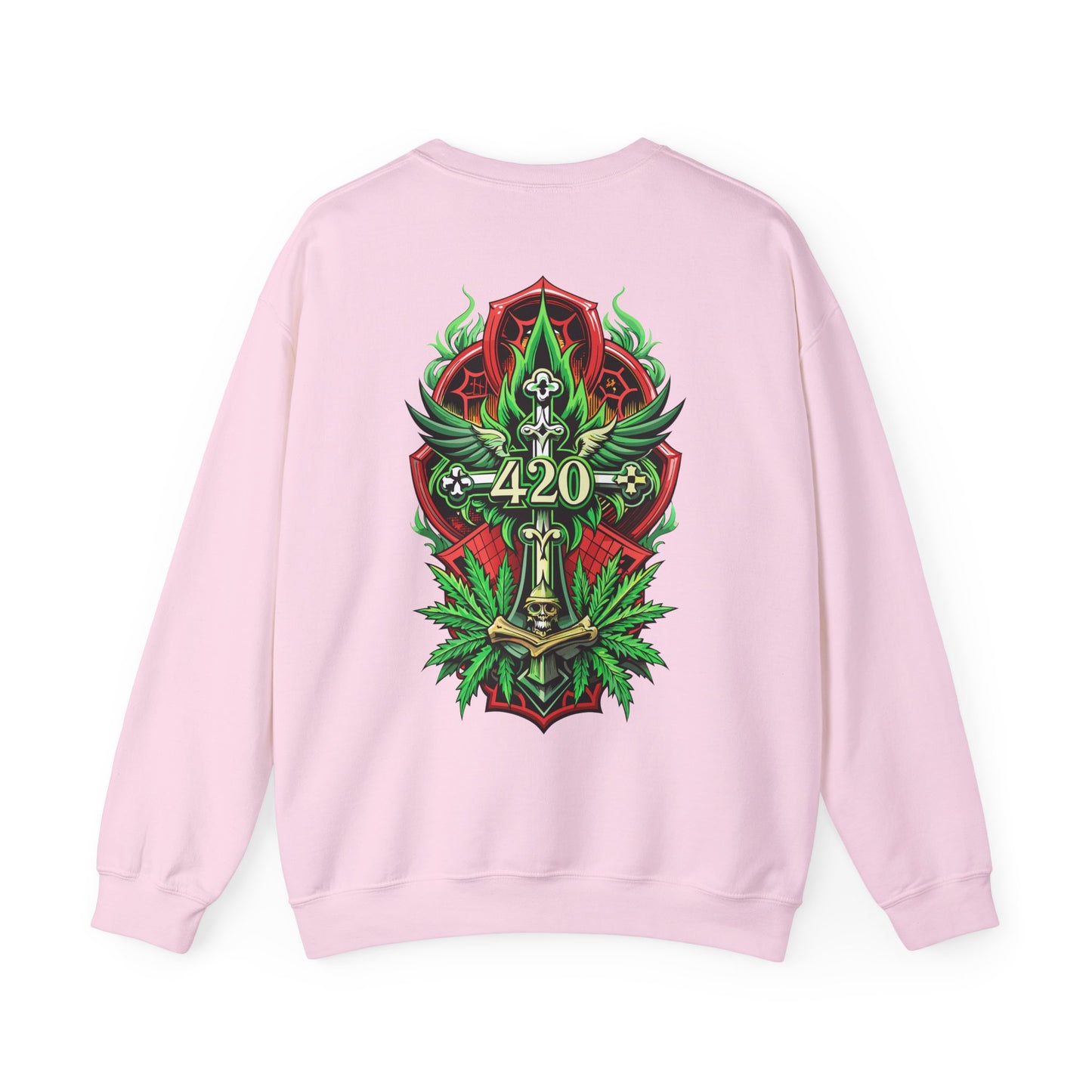 420 Cannabis Shield Sweatshirt – Marijuana Leaf Stoner Graphic