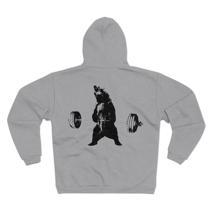 Bear Weightlifting Unisex Hooded Zip Sweatshirt - Fitness Inspired Apparel