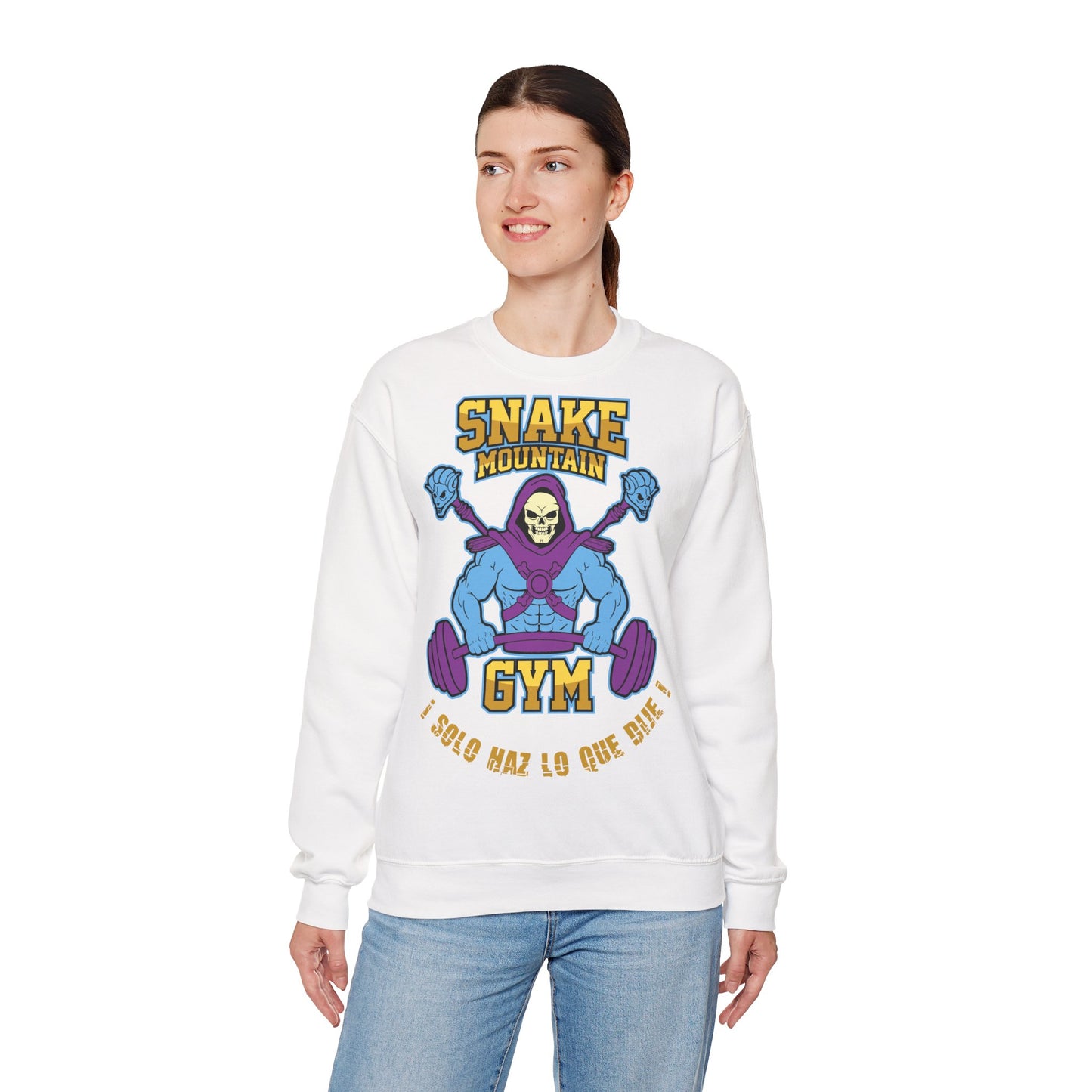 Unisex Heavy Blend Crewneck Sweatshirt - Snake Mountain Gym Design White
