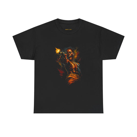 Graphic Tee — Fiery Warrior Illustration T-Shirt