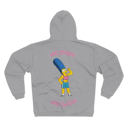 No Pain No Gain Unisex Hooded Zip Sweatshirt - Motivational Gym Wear