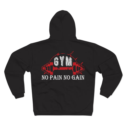 Unisex Gym Zip Sweatshirt - 'No Pain No Gain' - Perfect for Workout Enthusiasts