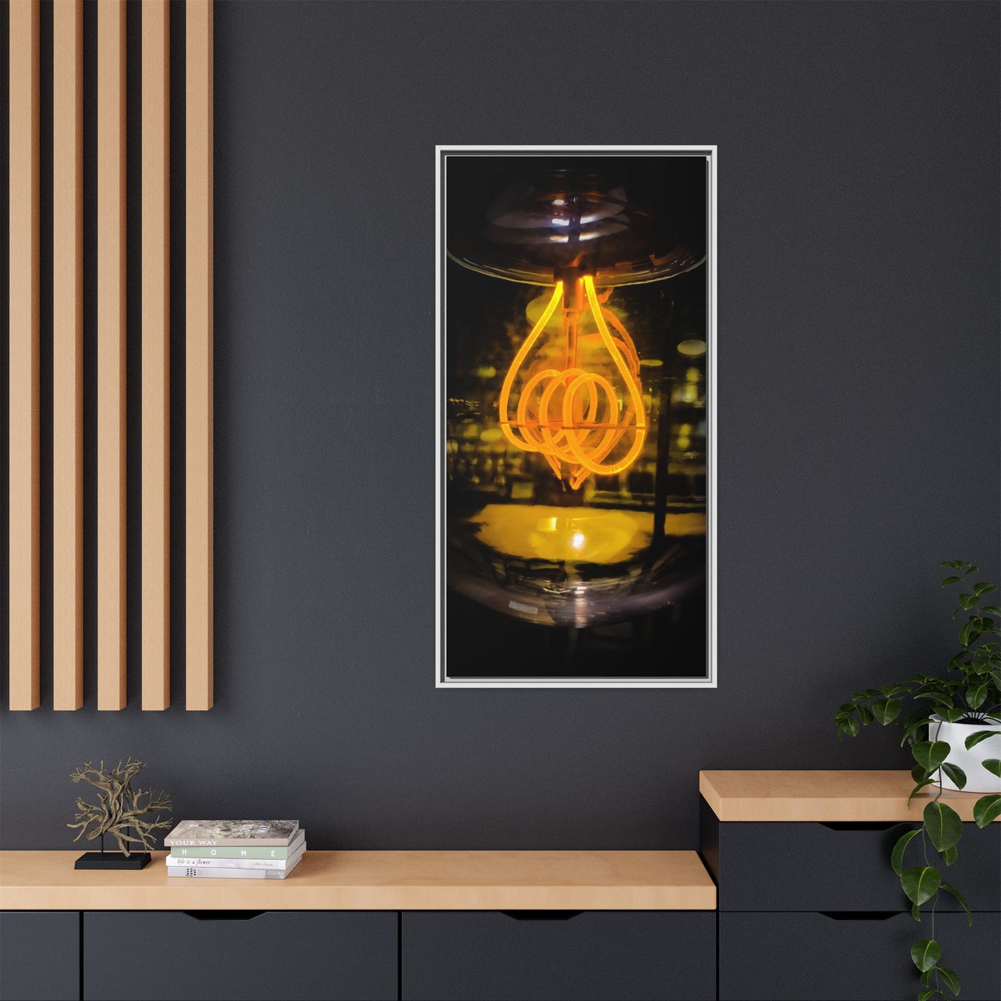 Bulb Matte Canvas, Framed (Multi-color)